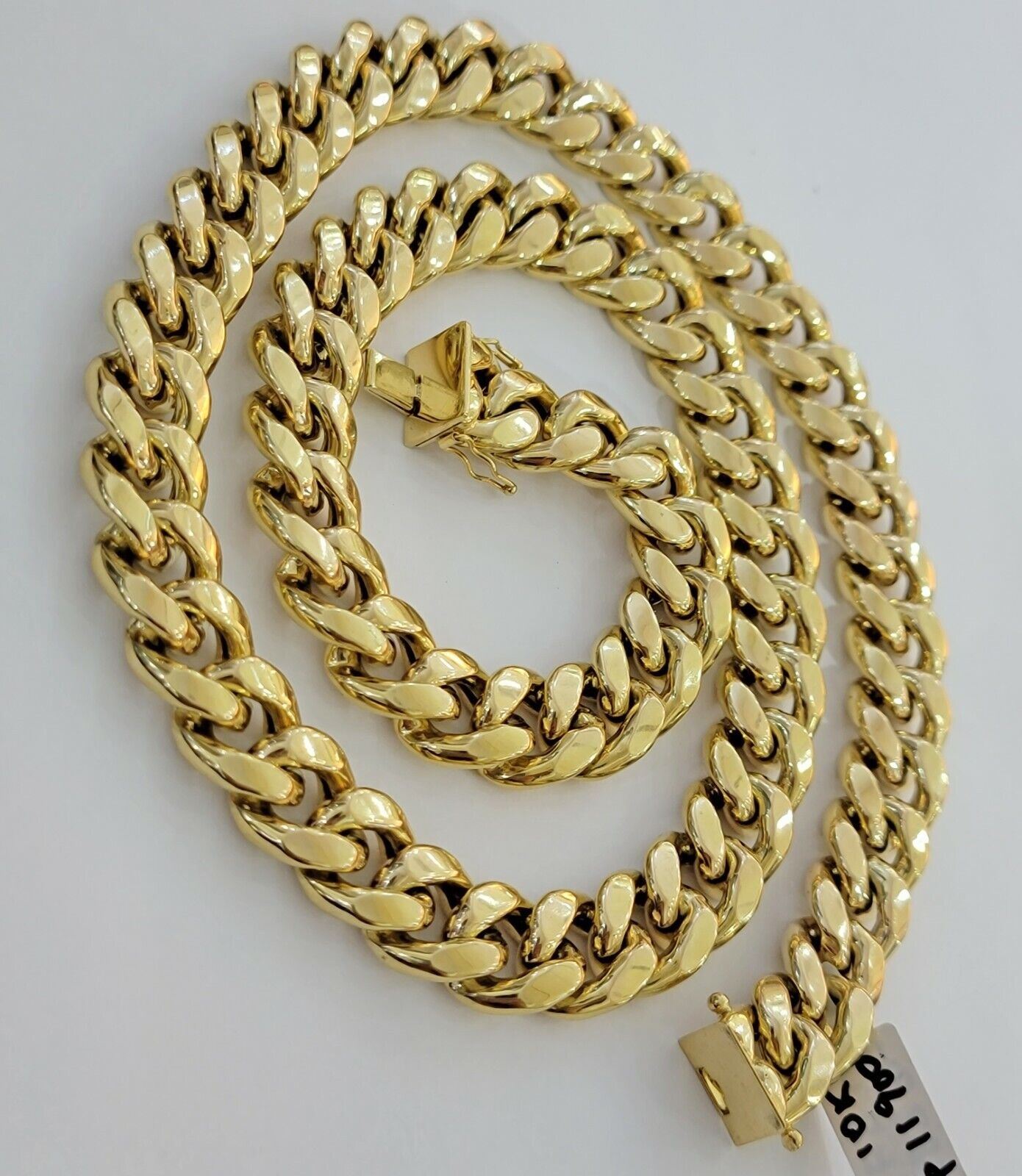 Real 14k Yellow Gold Chain Necklace 24 Inch 15mm Miami Cuban Link Mens 14kt - GoldenlinQ